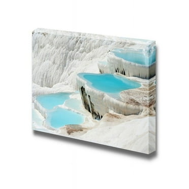 wall26 - Canvas Prints Wall Art - Natural Pamukkale Basins Full of Water | Modern Wall Decor/Home Decoration Stretched Gallery Canvas Wrap Giclee Print. Ready to Hang - 24&quot; x 36&quot;