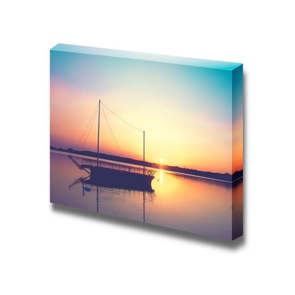 wall26 - Canvas Prints Wall Art - Peaceful Sunset at The Lakeshore Home or Office Art | Modern Wall Decor/Home Decoration Stretched Gallery Canvas Wrap Giclee Print. Ready to Hang - 24" x 36&quo