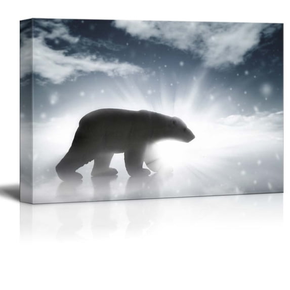 wall26 - Canvas Prints Wall Art - Polar Bear Amidst The Falling Artic Snow | Modern Wall Decor/Home Decoration Stretched Gallery Canvas Wrap Giclee Print. Ready to Hang - 16" x 24"
