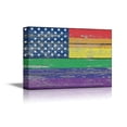 thumbnail image 1 of wall26 - Canvas Prints Wall Art - Pride Rainbow USA Flag Gay Pride Flag/LGBT Pride Flag on Vintage Wood Board - 24" x 36", 1 of 5