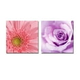 thumbnail image 1 of wall26 - Canvas Prints Wall Art - Purple Wet Rose and Gerbera Flower | Modern Wall Decor/Home Decoration Stretched Gallery Canvas Wrap Giclee Print &amp; Ready to Hang - 12"x12" x 2 Panels, 1 of 5
