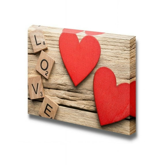 wall26 - Canvas Prints Wall Art - Red Heart on Old Wooden Background | Modern Wall Decor/Home Decoration Stretched Gallery Canvas Wrap Giclee Print. Ready to Hang - 12" x 18"