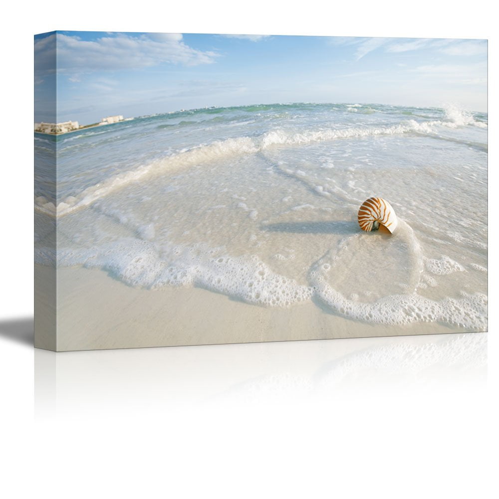 wall26 - Canvas Prints Wall Art - Romantic Waves Washing Ashore a Sandy ...