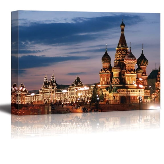 wall26 Canvas Prints Wall Art - Russia, Moscow, St. Basil Cathedral, Red Square | Modern Wall Decor/Home Decoration Stretched Gallery Canvas Wrap Giclee Print. Ready to Hang - 32" x 48"