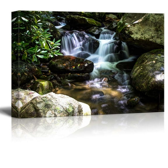 wall26 - Canvas Prints Wall Art - Smoky Mountain Stream for Spa Art | Modern Wall Decor/Home Decoration Stretched Gallery Canvas Wrap Giclee Print. Ready to Hang - 24" x 36"