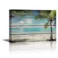 thumbnail image 1 of wall26 Canvas Prints Wall Art - Tropical Beach with Palm Tree on Vintage Wood Background Rustic Home Decoration - 16" x 24", 1 of 4