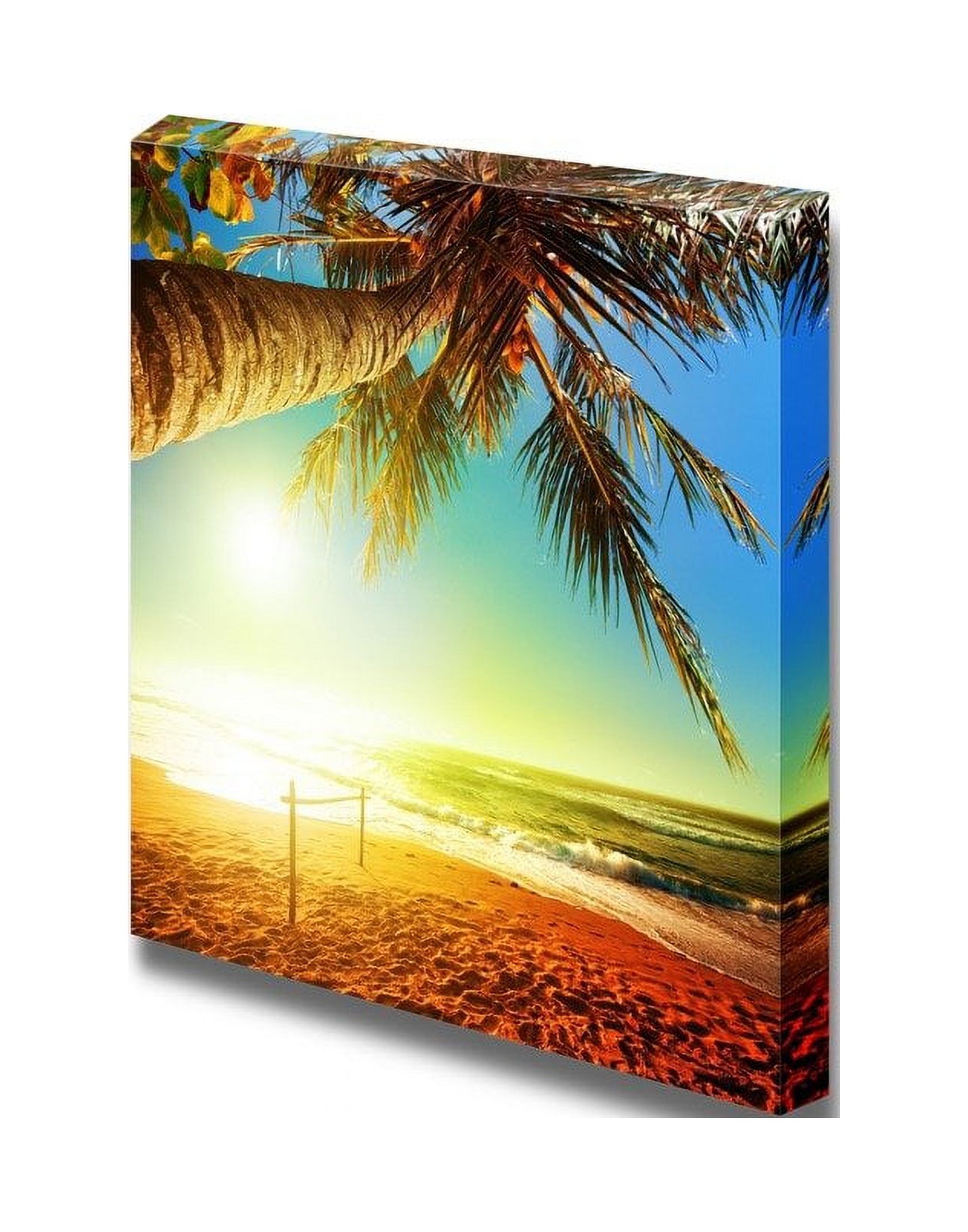 wall26 Canvas Prints Wall Art Tropical Hawaiian Sunset with Palm Trees on The Sandy Beach
