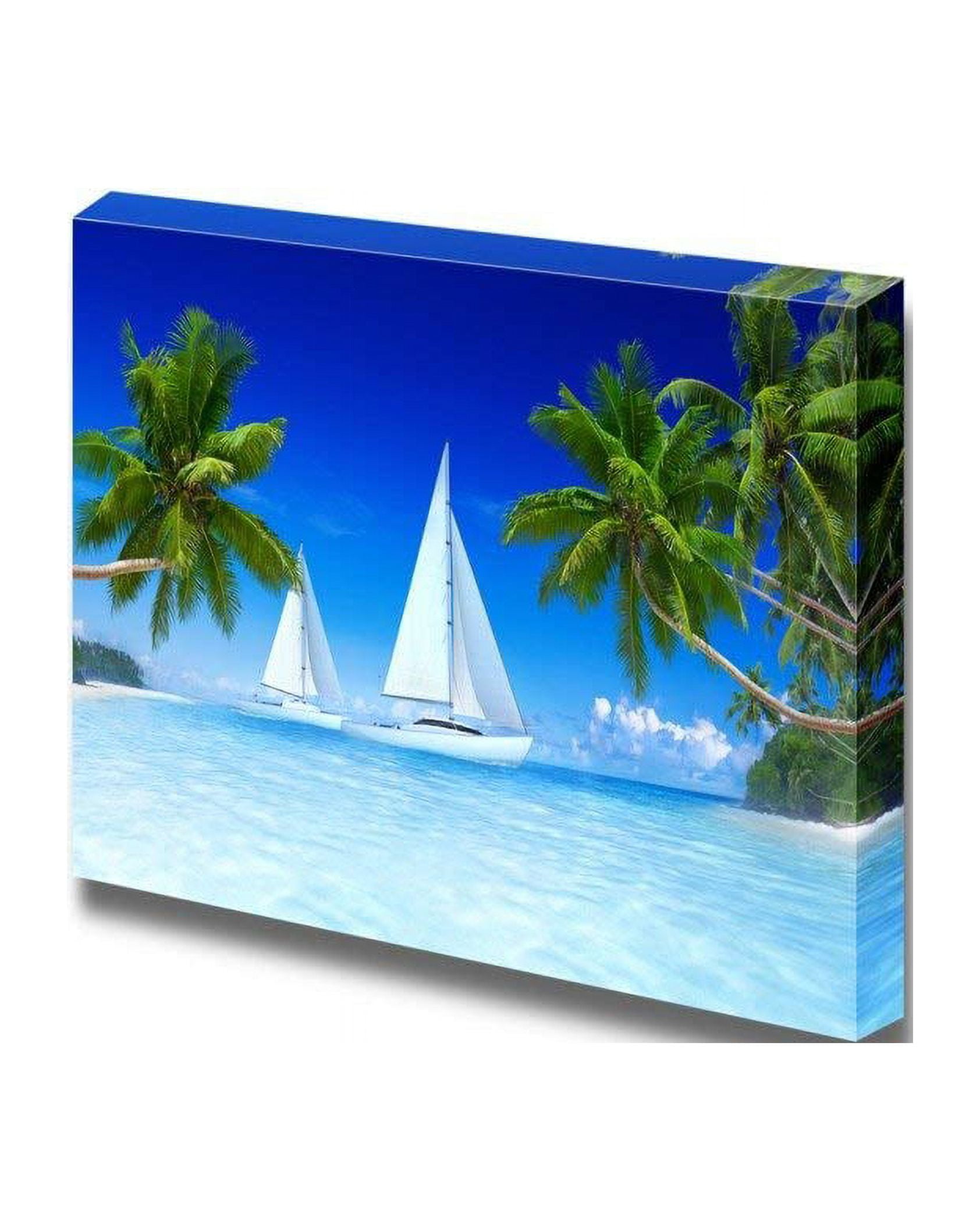 Wall26 Canvas Prints Wall Art White Sail Boats And Palm Trees In A wall26-canvas-prints-wall-art-white-sail-boats-and-palm-trees-in-a
