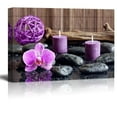 thumbnail image 1 of wall26 Canvas Prints Wall Art - Zen Stones with Purple Orchid and Calming Candles | Modern Wall Decor/Home Decoration Stretched Gallery Canvas Wrap Giclee Print. Ready to Hang - 24" x 36", 1 of 4