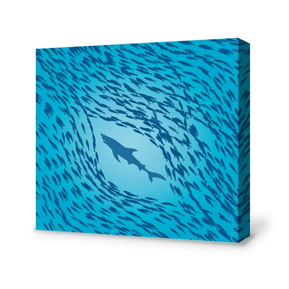 wall26 Canvas Wall Art A School of Fish Pictures Home Wall Decorations for Bedroom Living Room Paintings Canvas Prints Framed - 24x24 inches