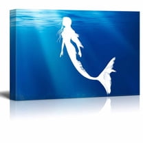 wall26 - Canvas Wall Art - A Swimming Mermaid - Gallery Wrap Modern Home Art | Ready to Hang - 12x18 inches