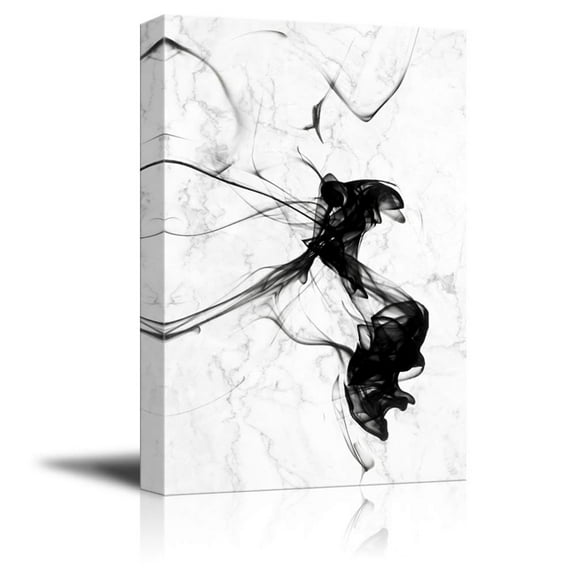 wall26 - Canvas Wall Art - Abstract Black Smoke-Like Ink Splash - Giclee Print Gallery Wrap Modern Home Art Ready to Hang - 12x18 inches