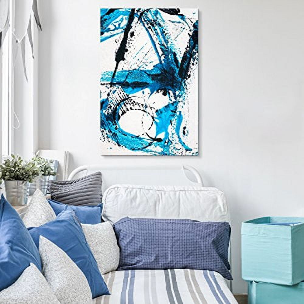 wall26 Canvas Wall Art Abstract Blue Brush Strokes Giclee Print