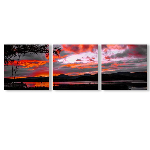 wall26 Canvas Wall Art Abstract Cloud Tree Pictures Home Wall Decorations for Bedroom Living Room Oil Paintings Canvas Prints Framed - 16"x16"x3 Panels