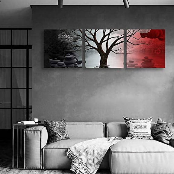 wall26 Canvas Wall Art Abstract Cloud Tree Pictures Home Wall Decorations for Bedroom Living Room Oil Paintings Canvas Prints Framed - 12"x12"x3 Panels