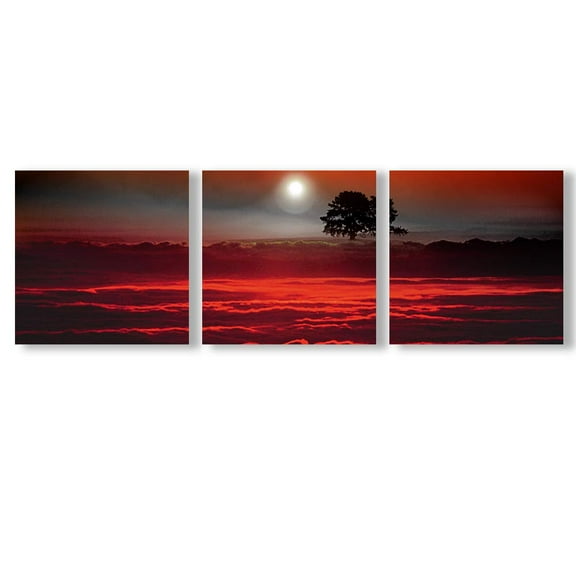 wall26 Canvas Wall Art Abstract Cloud Tree Pictures Home Wall Decorations for Bedroom Living Room Oil Paintings Canvas Prints Framed - 24" 24" x3 Panels