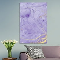 wall26 - Canvas Wall Art - Abstract Gold Accented Purple Paint Spill - Giclee Print Gallery Wrap Modern Home Art Ready to Hang - 16x24 inches