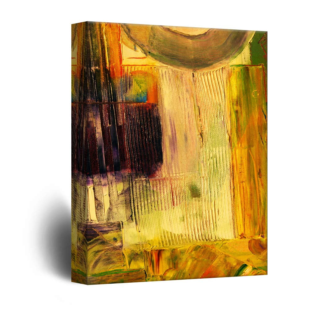 wall26 - Canvas Wall Art - Abstract Golden Painting Color Composition ...