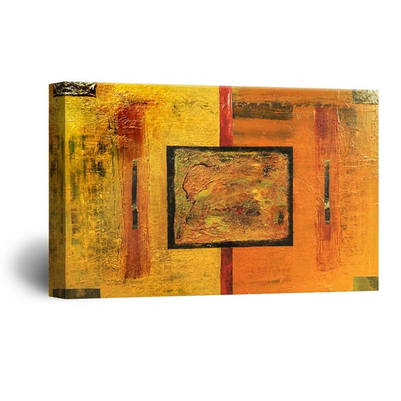 wall26 - Canvas Wall Art - Abstract Golden Painting Color Composition - Giclee Print Gallery Wrap Modern Home Art Ready to Hang - 32x48 inches