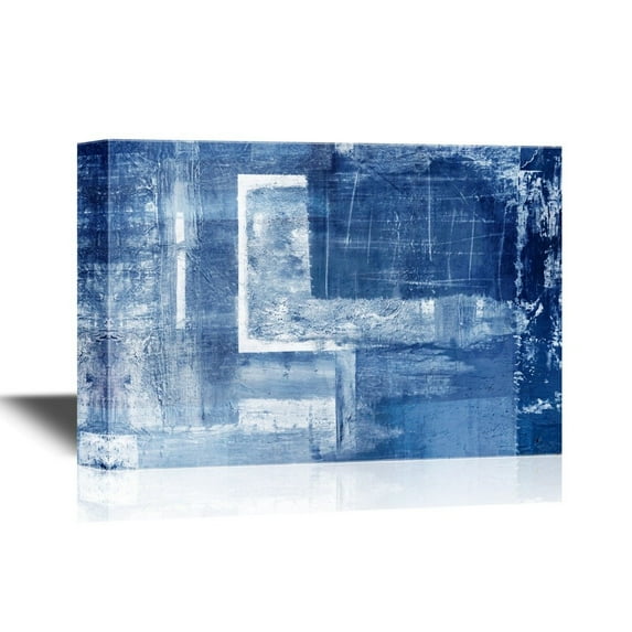 wall26 - Canvas Wall Art - Abstract Grunge Blue Color Composition - Gallery Wrap Modern Home Art | Ready to Hang - 16x24 inches