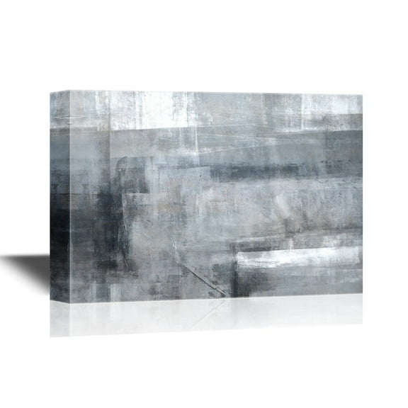 wall26 - Canvas Wall Art - Abstract Grunge Grey Color Composition - Gallery Wrap Modern Home Art | Ready to Hang - 16x24 inches