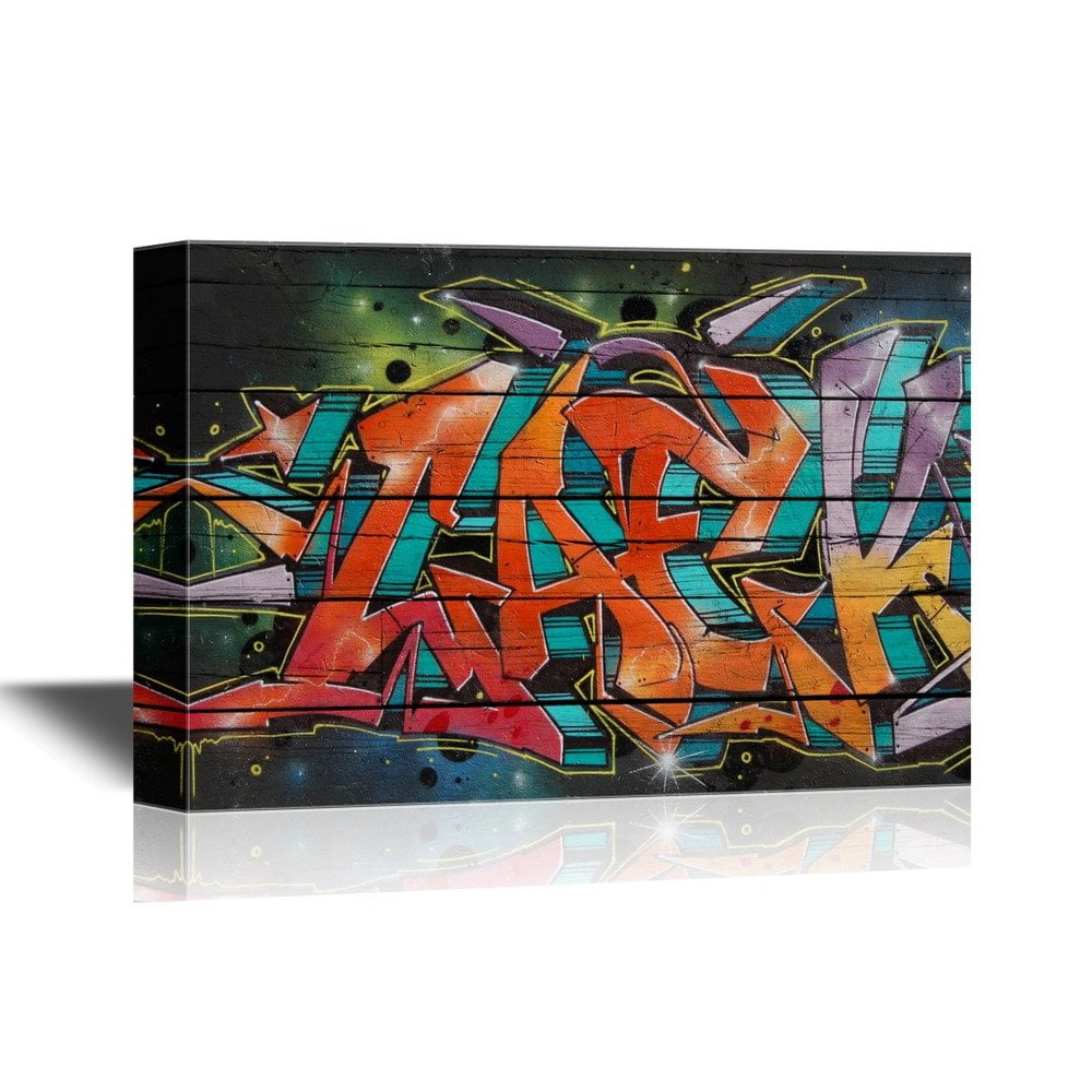 Contemporary Street Art Canvas Wall Art - Urban Graffiti Crown Print, Gallery Wrapped, 16x24 Inches, Ready To Hang