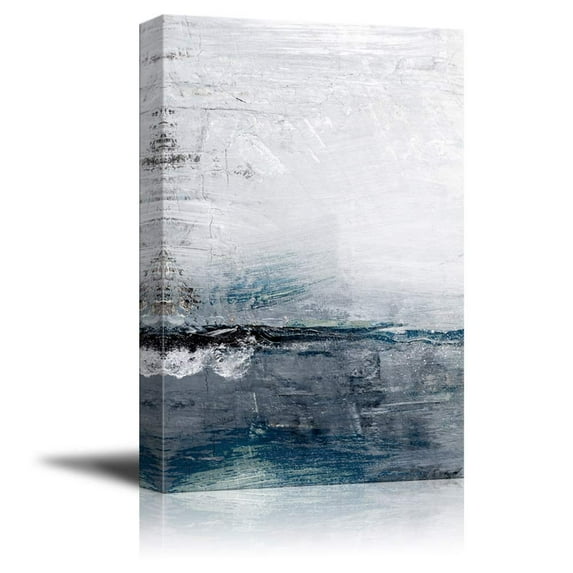 wall26 - Canvas Wall Art - Abstract Ocean Seascape Painting on The Wall - Giclee Print Gallery Wrap Modern Home Art Ready to Hang - 12x18 inches