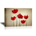thumbnail image 1 of wall26 Canvas Wall Art - Abstract Red Flowers on Light Brown Background - Gallery Wrap Modern Home Art | Ready to Hang - 16x24 inches, 1 of 5