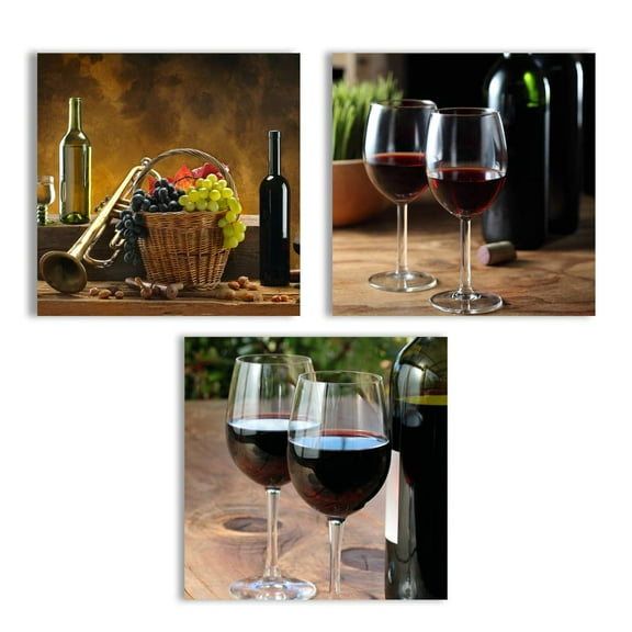 wall26 Canvas Wall Art Abstract Vintage Wine Cup Pictures Home Wall Decorations for Kitchen Streched and Framed - 12"x12"x3 Panels
