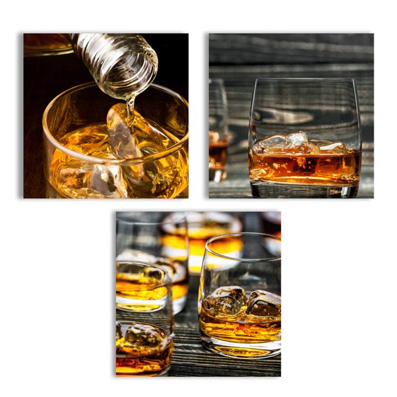 wall26 Canvas Wall Art Abstract Vintage Wine Cup Pictures Home Wall Decorations for Kitchen Streched and Framed - 16"x16"x3 Panels