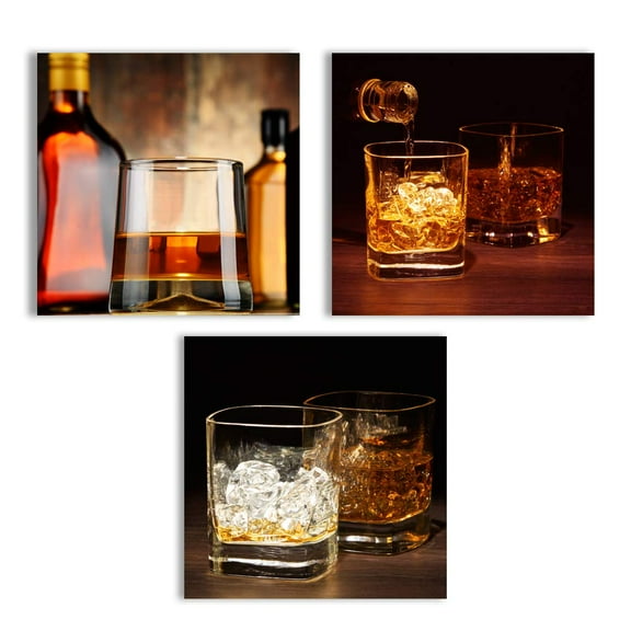 wall26 Canvas Wall Art Abstract Vintage Wine Cup Pictures Home Wall Decorations for Kitchen Streched and Framed - 16"x16"x3 Panels