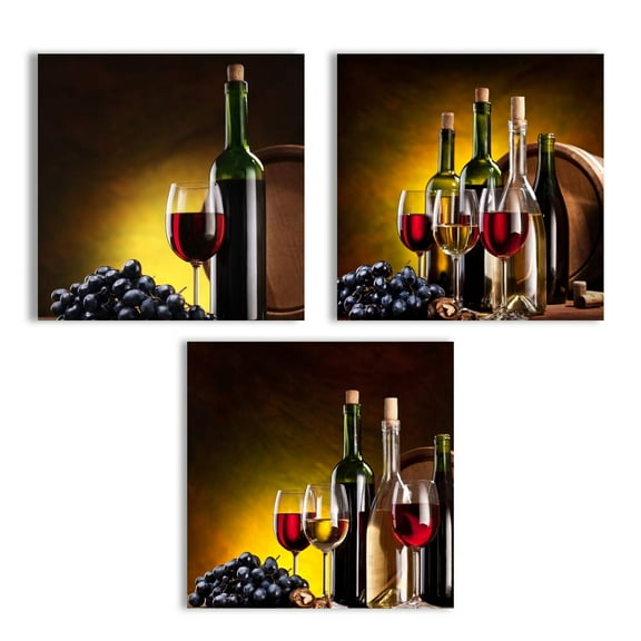 wall26 Canvas Wall Art Abstract Vintage Wine Cup Pictures Home Wall Decorations for Kitchen Streched and Framed - 24" 24" x3 Panels