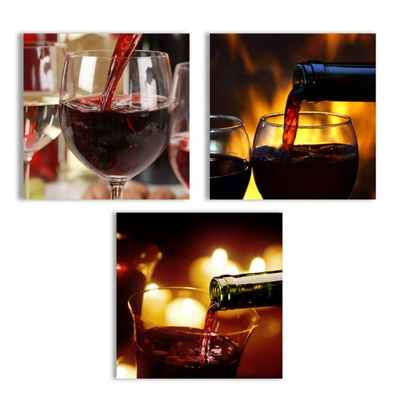wall26 Canvas Wall Art Abstract Wine Cup Pictures Home Wall Decorations for Kitchen Streched and Framed - 12"x12"x3 Panels