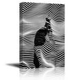 thumbnail image 1 of wall26 - Canvas Wall Art - Abstract Woman with Zebra Stripe in Black and White - Giclee Print Gallery Wrap Modern Home Art Ready to Hang - 16x24 inches, 1 of 4