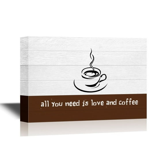 wall26 - Canvas Wall Art - All You Need is Love and Coffee - Gallery Wrap Modern Home Art | Ready to Hang - 32x48 inches