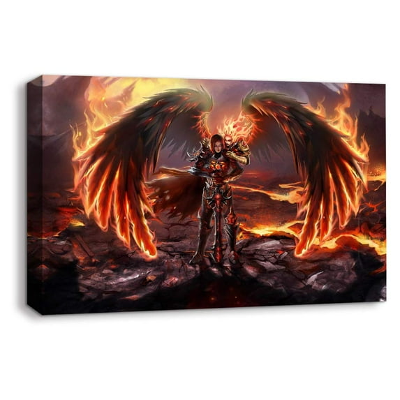 wall26 Canvas Wall Art Angel and Dragon Pictures Home Wall Decorations for Bedroom Living Room Paintings Canvas Prints Framed - 16x24 inches