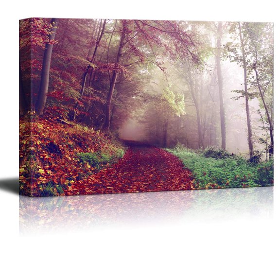 wall26 - Canvas Wall Art - Autumn Forest - Modern Home Art Stretched and Framed Ready to Hang - 24x36 inches