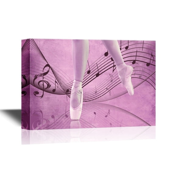 wall26 - Canvas Wall Art - Ballerina Dancing on Single Foot with Ballet Toe Shoes - Gallery Wrap Modern Home Art | Ready to Hang - 16x24 inches