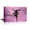 thumbnail image 1 of wall26 - Canvas Wall Art - Ballet Dancer on Purple Background with Music Notes - Gallery Wrap Modern Home Art | Ready to Hang - 12x18 inches, 1 of 3
