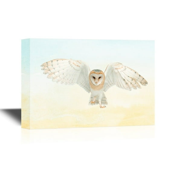 wall26 - Canvas Wall Art - Barn Owl - Gallery Wrap Modern Home Art | Ready to Hang - 12x18 inches