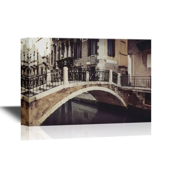 wall26 - Canvas Wall Art - Beautiful Bridge in Antique Venice City, Italy - Gallery Wrap Modern Home Art | Ready to Hang - 24x36 inches