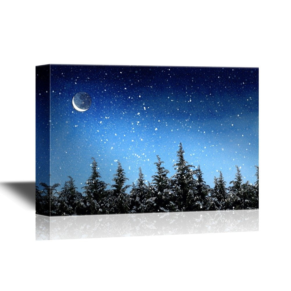 wall26 - Canvas Wall Art - Beautiful Winter Landscape with Snow Covered ...