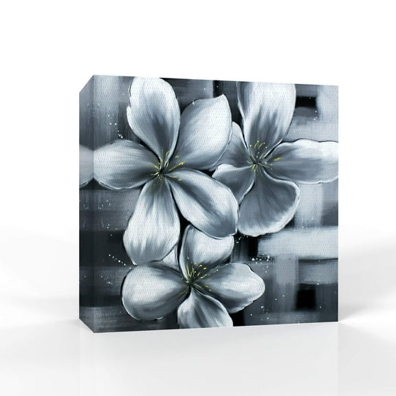 wall26 Canvas Wall Art Black and White Flower Pictures Home Wall Decorations for Bedroom Living Room Paintings Canvas Prints Framed - 12x12 inches