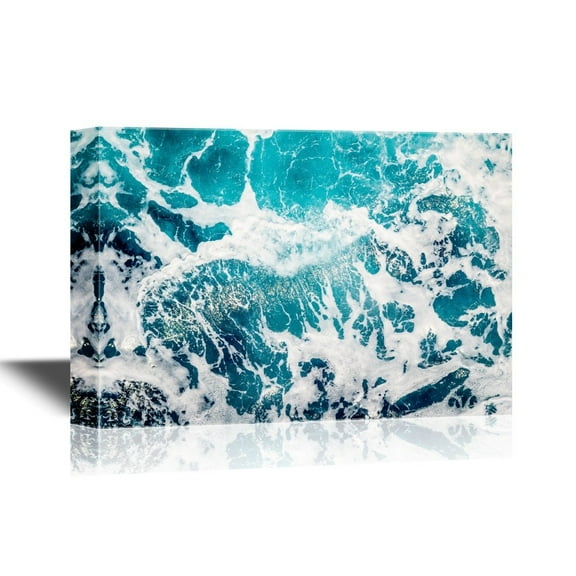 wall26 - Canvas Wall Art - Blue Sea Waves - Gallery Wrap Modern Home Art | Ready to Hang - 24x36 inches
