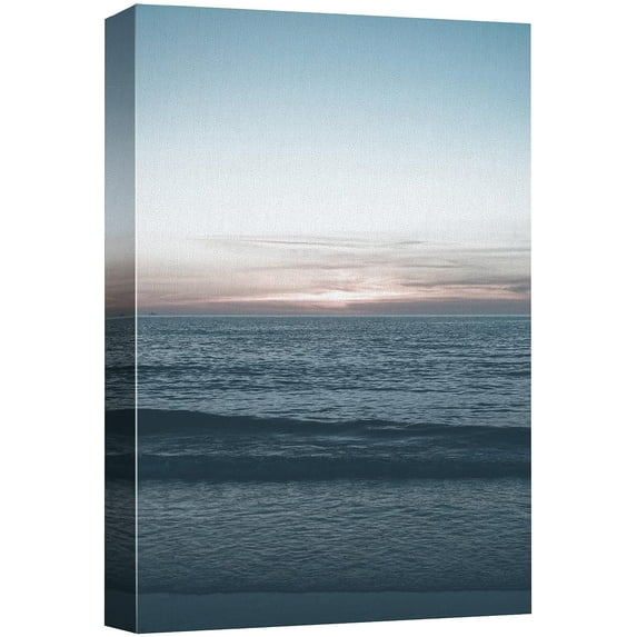 wall26 Canvas Wall Art A Blue Wash Out Sunset Over a Tropical Beach Coastal Ocean Photography Modern Art Contemporary Scenic Relax/Calm Duotone for Living Room, Bedroom, Office - 16x24 inches