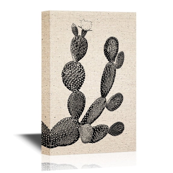 wall26 Canvas Wall Art - Cactus on Vintage Background - Gallery Wrap Modern Home Art | Ready to Hang - 32x48 inches