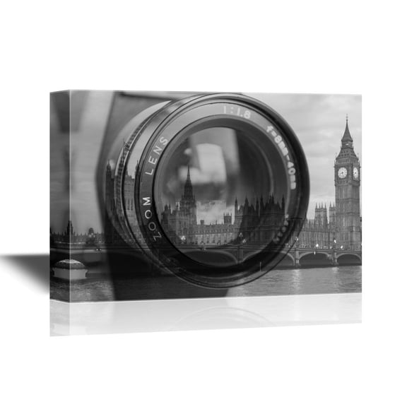 wall26 - Canvas Wall Art - Camera Lens Isolated on White Background - Gallery Wrap Modern Home Art | Ready to Hang - 12x18 inches