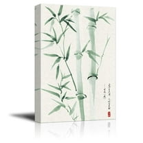 wall26 - Canvas Wall Art - Chinese Ink Painting Style Green Bamboos - Giclee Print Gallery Wrap Modern Home Art Ready to Hang - 12x18 inches