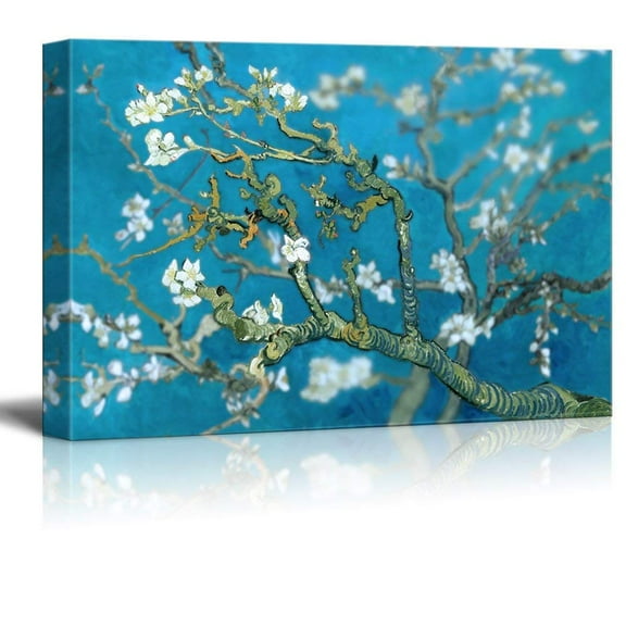 wall26 - Canvas Wall Art - Classic Van Gogh Painting Almond Blossoms Retouched | Modern Giclee Print Gallery Wrap Home Art Ready to Hang - 12x18 inches