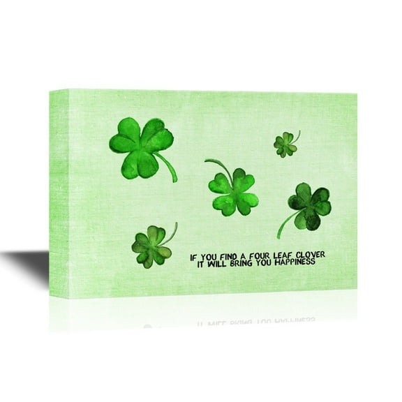 wall26 - Canvas Wall Art - Clover Leaves Good Luck Concept - Gallery Wrap Modern Home Art | Ready to Hang - 16x24 inches